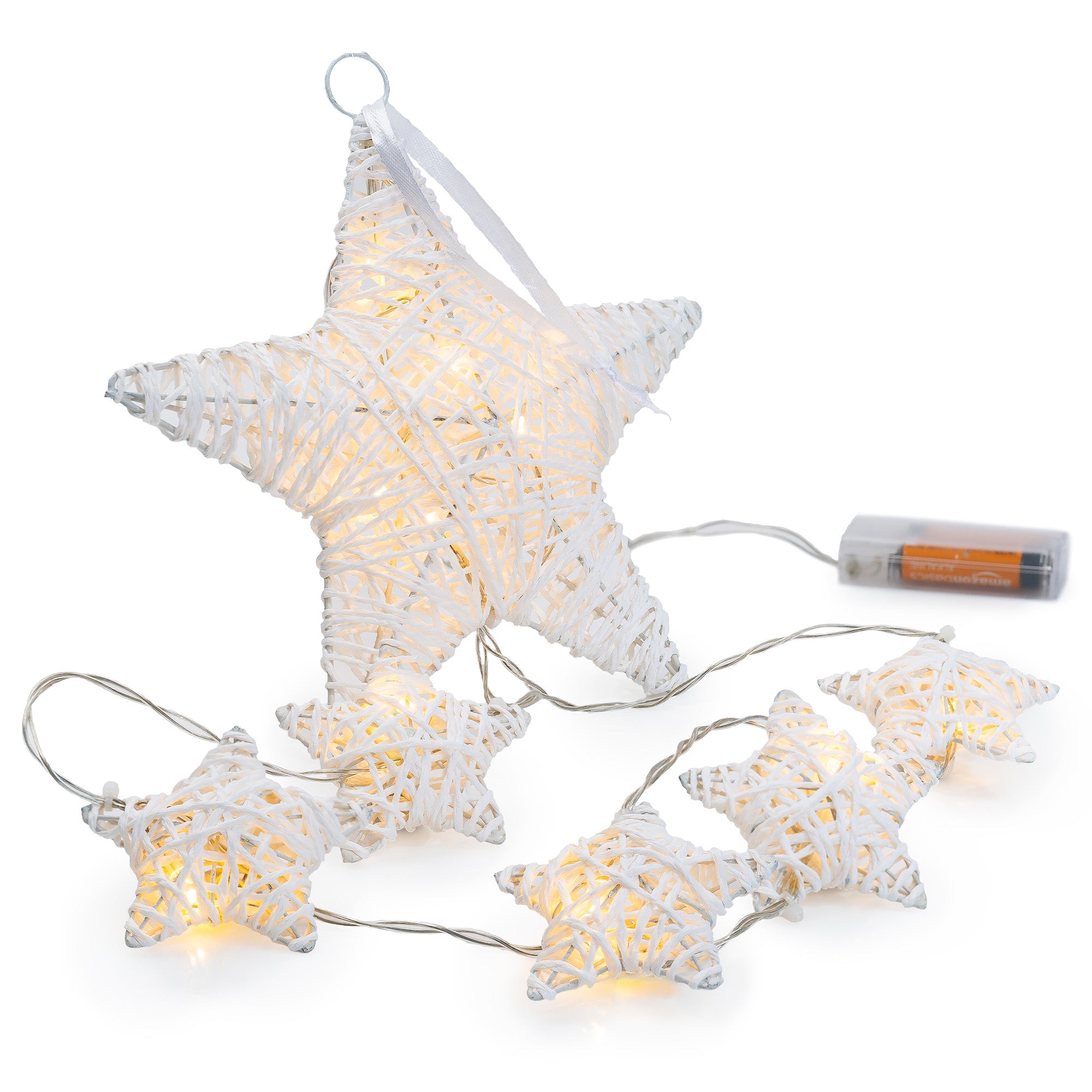 10 LED Warm White Metal Covered Stars String Fairy Light 6 feet